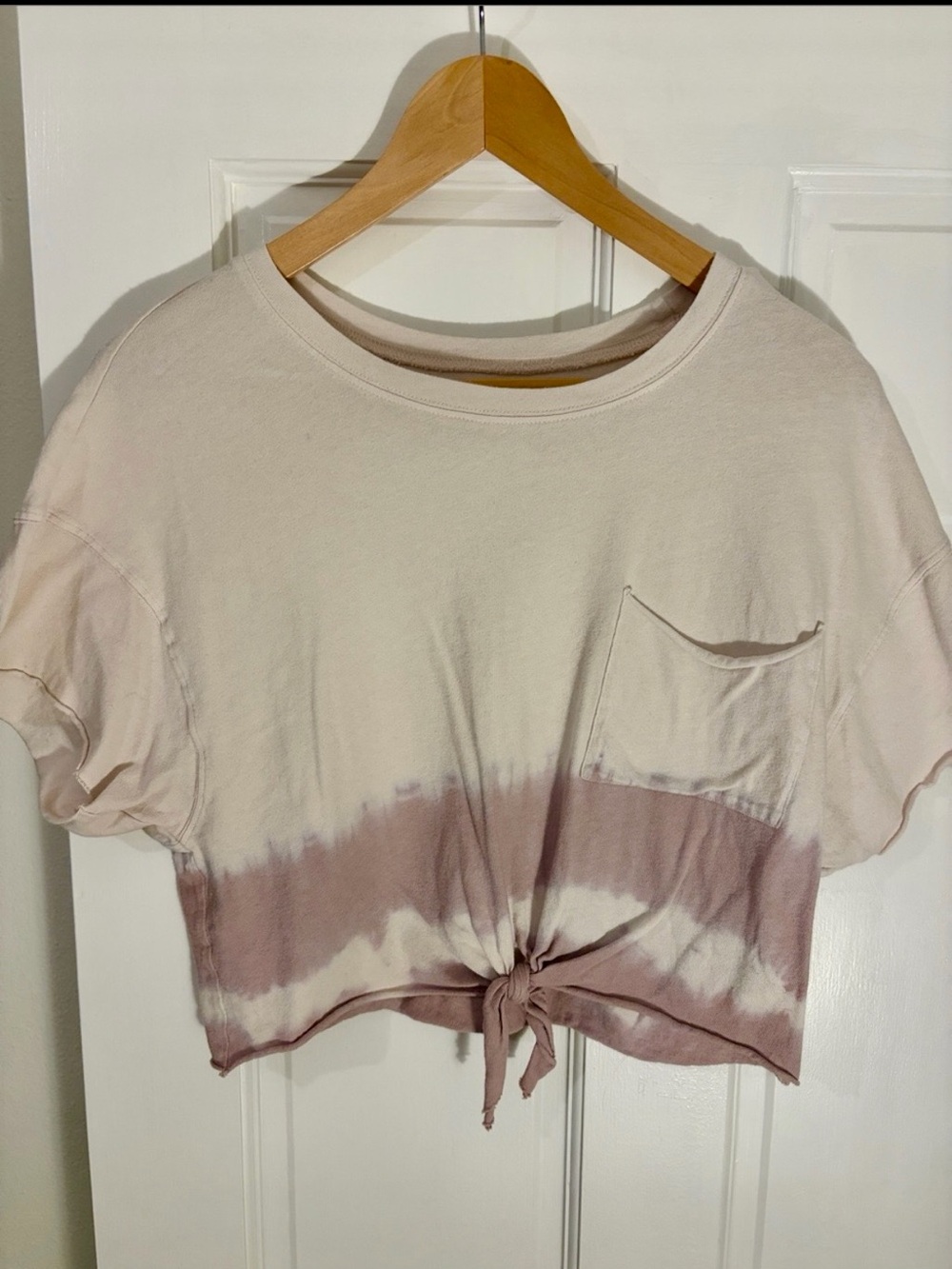 Offline by Aerie Tie-Front Crop Tee - Blush & Mauve